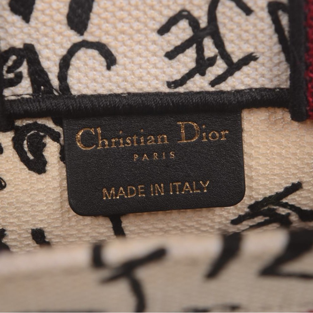 ♥️Dior Book Cream Canvas Tote with Red Logo Band Cotton Tote ♥️ - Picture 14 of 16